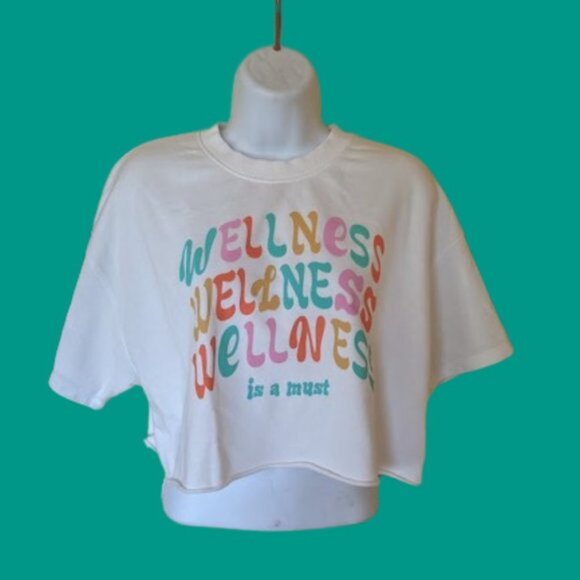 -White Wellness' Crop Top Size Small - Picture 1 of 3